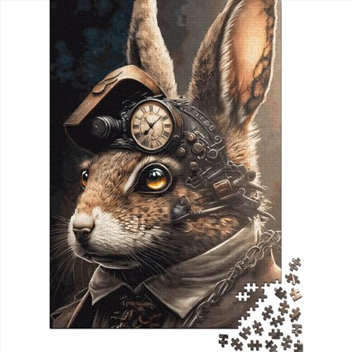 Steampunk Hare Decompression Toys Puzzle aus 100% recyceltem Karton für Kinder Erwachsene Halloween-Geschenke 38 x 26 cm / 1000 Teile von XJmoney