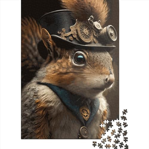 Steampunk Squirrel Puzzle Anti-Stress-Puzzle aus 100% recyceltem Karton für Kinder und Erwachsene ab 12 Jahren Halloween-Geschenke 38 x 26 cm / 1000 Teile von XJmoney