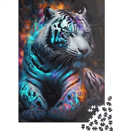 Tiger-Neonpuzzle, lustiges Premium-Puzzle für Jungen oder Mädchen, Vatertagsgeschenke, 70 x 50 cm, 1000 Stück Tiger-Neonpuzzle, lustiges Premium-Puzzle für Jungen oder Mädchen, Vatertagsgeschenke, 70 x 50 cm, 1000 Stück von XJmoney