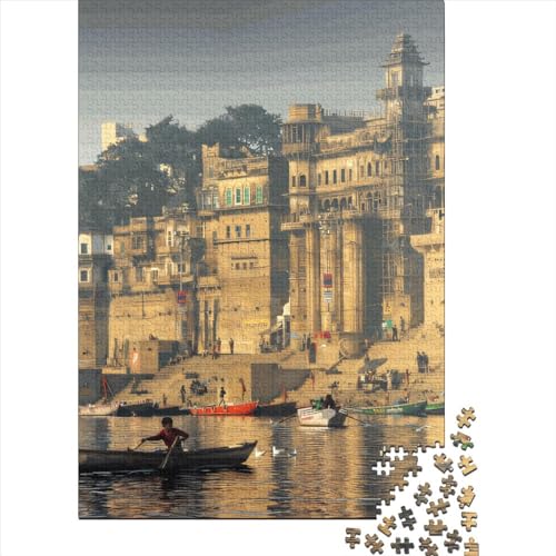 Varanasi India Boot Gange Puzzle Alter 18 Jahre Upe Ducational Spiele Rechteckiges Puzzle aus Papier für Kinder Erwachsene Weihnachtsgeschenk 38 x 26 cm / 1000 Stück von XJmoney