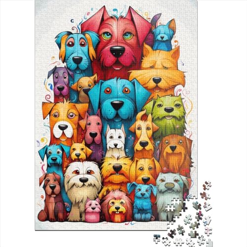 Viele bunte Hunde, Puzzle aus 100 % recyceltem Karton, für Frauen und Männer, 70 x 50 cm, 1000 Stück von XJmoney