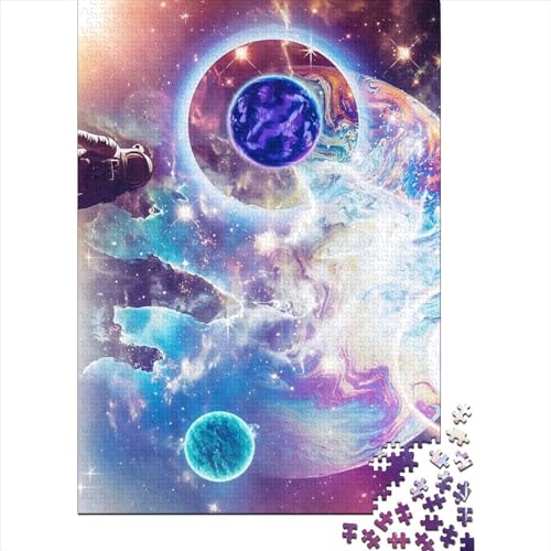 Weltraumpuzzle Astronaut Trippy schwer schwer Puzzle aus 100% recyceltem Karton für Kinder ab 12 Jahren Geburtstagsgeschenk 70x50cm/1000 Teile von XJmoney