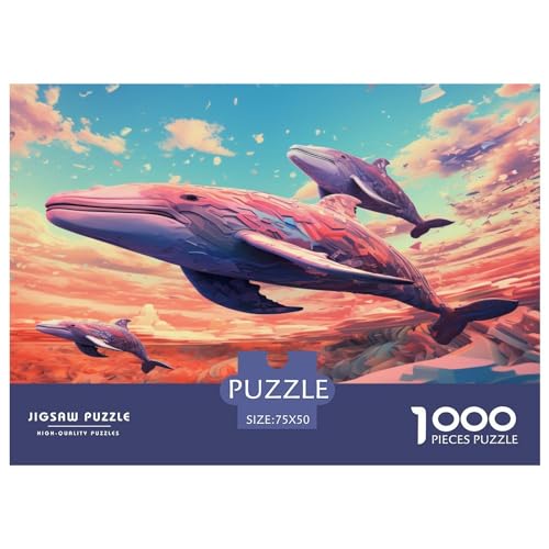 Whales_Flying Puzzles 1000 Teile für Erwachsene, Puzzles für Erwachsene 1000 Teile, Puzzle, Lernspiele, 1000 Teile (75 x 50 cm) von XJmoney