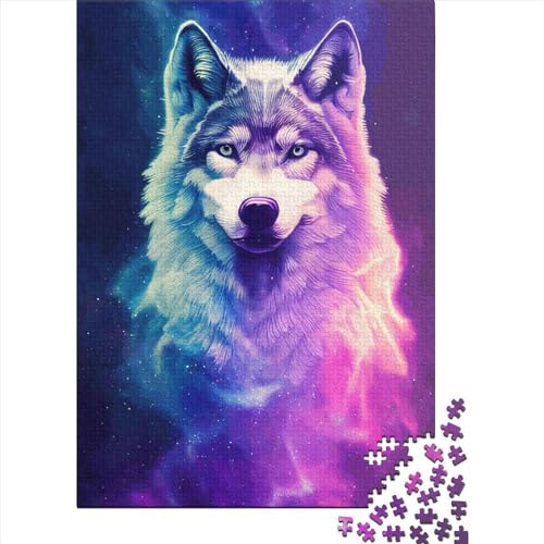 Wolf Galaxy Stars Puzzle aus 100% recyceltem Karton für Kinder und Erwachsene ab 12 Jahren Halloween-Geschenke 38 x 26 cm / 1000 Teile von XJmoney