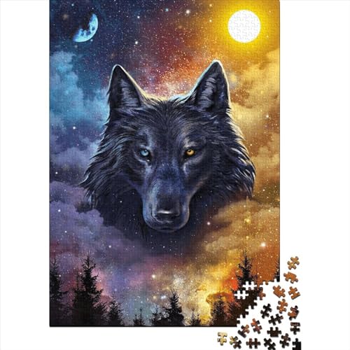 Wolf Puzzle, Rechteckiger Karton, 100% Recycelt, Papppuzzle für Jungen oder Mädchen, Halloween-Geschenke, 38 x 26 cm / 1000 Teile von XJmoney