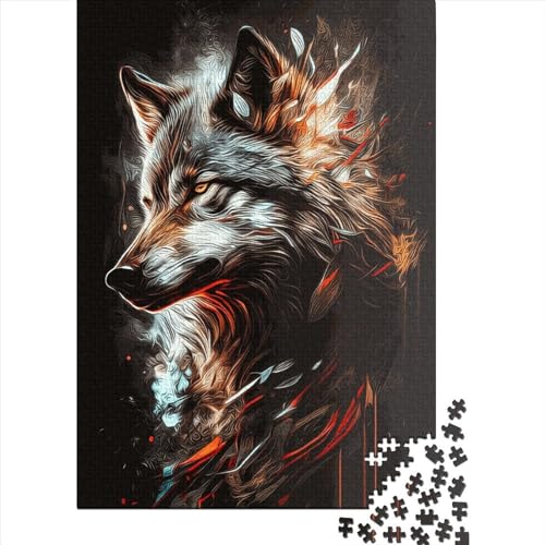 Wolf Puzzle 100% recycelter Karton Premium Puzzle aus Karton für Kinder Erwachsene Weihnachtsgeschenke 70x50cm/1000 Teile von XJmoney