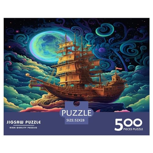 Wooden_Ship Puzzle für Erwachsene, 500 Teile, klassisches Puzzle, Holzpuzzle, Wandkunst, einzigartiges Spielzeug, Geschenk, 500 Stück (52 x 38 cm) von XJmoney