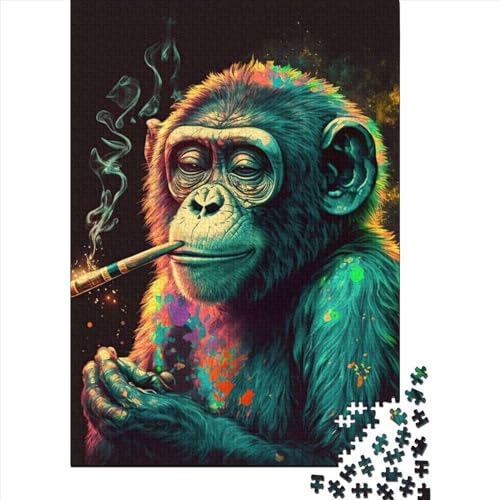 XJmoney Puzzle 1000 Teile Marihuana Monkey654 Puzzles für Erwachsene Holzpuzzle Interessante Stressabbau-Puzzles 1000 Stück (75 x 50 cm) von XJmoney