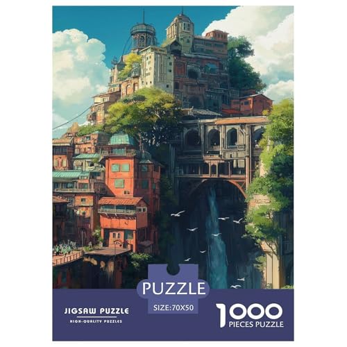 Anime-Landschaft Erwachsene Puzzles 1000 Teile Schöne Landschaften Geschicklichkeitsspiel Für Die Ganze Familie Lernspiel Wohnkultur Geburtstag Stress Relief 70x50cm/1000pcs von XKASKDFKE