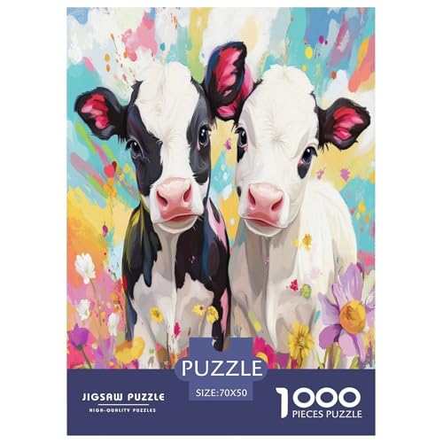 Blumen und Kühe Erwachsene 1000 Teile Pflanzen and Tieres Puzzles Educational Game Home Decor Geburtstag Family Challenging Games Stress Relief Toy 70x50cm/1000pcs von XKASKDFKE