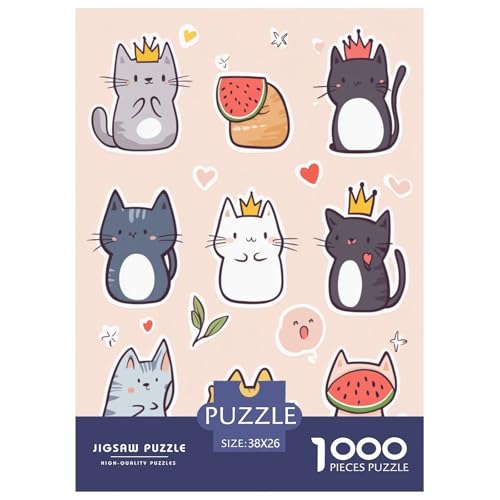 Cartoon-Katze 1000 Teile Tiere Puzzle Für Erwachsene Geburtstag Lernspiel Family Challenging Games Wohnkultur Stress Relief 38x26cm/1000pcs von XKASKDFKE