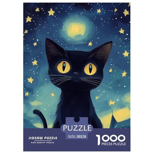 Cartoon-Katze Erwachsene Puzzles 1000 Teile Tiere Geschicklichkeitsspiel Für Die Ganze Familie Lernspiel Wohnkultur Geburtstag Stress Relief 38x26cm/1000pcs von XKASKDFKE