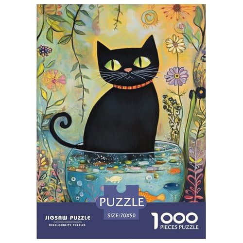 Cartoon-Katze Erwachsene Puzzles 1000 Teile Tiere Geschicklichkeitsspiel Für Die Ganze Familie Lernspiel Wohnkultur Geburtstag Stress Relief 70x50cm/1000pcs von XKASKDFKE