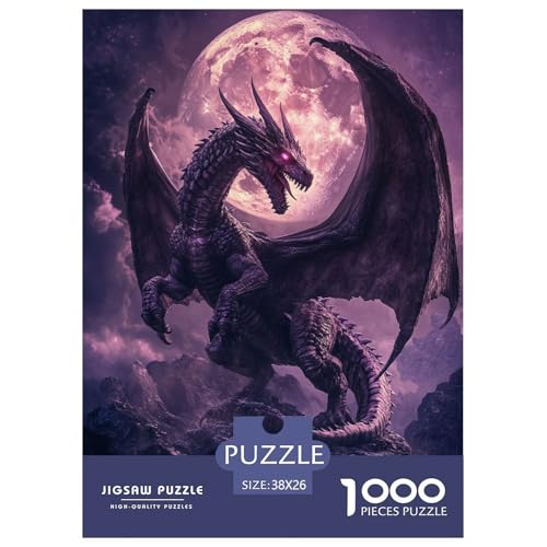 Cooler Drache Erwachsene Puzzles 1000 Teile Tiere Geschicklichkeitsspiel Für Die Ganze Familie Lernspiel Wohnkultur Geburtstag Stress Relief 38x26cm/1000pcs von XKASKDFKE