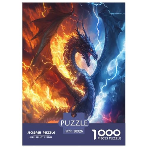 Cooler Drache Für Erwachsene 1000 Teile Tiere Puzzle Geburtstag Wohnkultur Lernspiel Family Challenging Games Stress Relief 38x26cm/1000pcs von XKASKDFKE