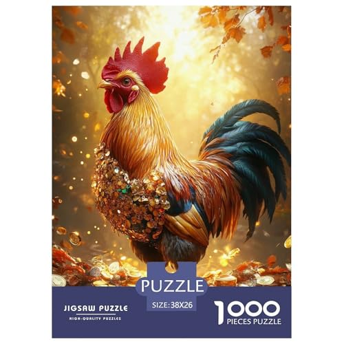 Cooler Hahn Erwachsene Puzzles 1000 Teile Tieres Geschicklichkeitsspiel Für Die Ganze Familie Lernspiel Wohnkultur Geburtstag Stress Relief 38x26cm/1000pcs von XKASKDFKE