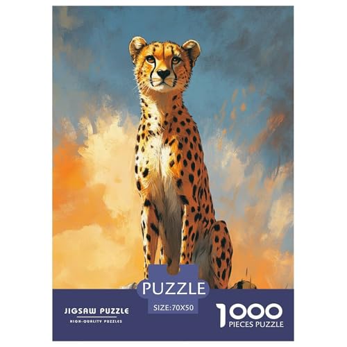 Cooler Leopard Erwachsene 1000 Teile Tieres Puzzles Educational Game Home Decor Geburtstag Family Challenging Games Stress Relief Toy 70x50cm/1000pcs von XKASKDFKE