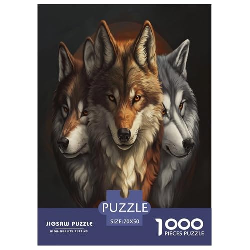 Cooler Wolf 1000 Teile Tiere Erwachsene Puzzles Family Challenging Games Wohnkultur Lernspiel Geburtstag Entspannung Und Intelligenz 70x50cm/1000pcs von XKASKDFKE
