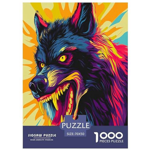 Cooler Wolf 1000 Teile Tiere Erwachsene Puzzles Family Challenging Games Wohnkultur Lernspiel Geburtstag Entspannung Und Intelligenz 70x50cm/1000pcs von XKASKDFKE