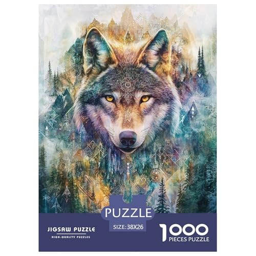 Cooler Wolf 1000 Teile Tiere Puzzle Für Erwachsene Geburtstag Lernspiel Family Challenging Games Wohnkultur Stress Relief 38x26cm/1000pcs von XKASKDFKE