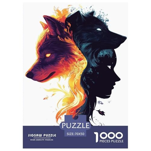 Cooler Wolf 1000 Teile Tiere Puzzle Für Erwachsene Geburtstag Lernspiel Family Challenging Games Wohnkultur Stress Relief 70x50cm/1000pcs von XKASKDFKE