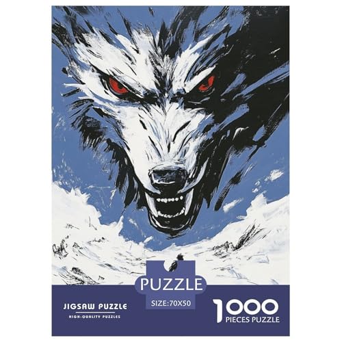 Cooler Wolf 1000 Teile Tiere Puzzle Für Erwachsene Geburtstag Lernspiel Family Challenging Games Wohnkultur Stress Relief 70x50cm/1000pcs von XKASKDFKE