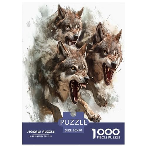 Cooler Wolf Für Erwachsene 1000 Teile Tiere Puzzle Home Decor Lernspiel Family Challenging Games Geburtstag Stress Relief Toy 70x50cm/1000pcs von XKASKDFKE