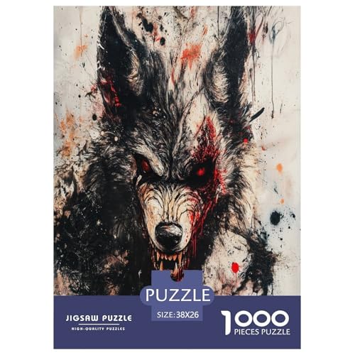 Cooler Wolf Puzzle 1000 Teile Tiere Erwachsene Geschicklichkeitsspiel Für Die Ganze Familie Wohnkultur Lernspiel Geburtstag Stress Relief 38x26cm/1000pcs von XKASKDFKE