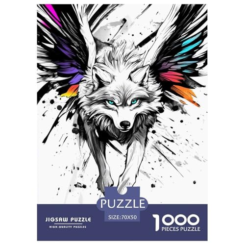 Cooler Wolf Puzzle 1000 Teile Tiere Erwachsene Geschicklichkeitsspiel Für Die Ganze Familie Wohnkultur Lernspiel Geburtstag Stress Relief 70x50cm/1000pcs von XKASKDFKE