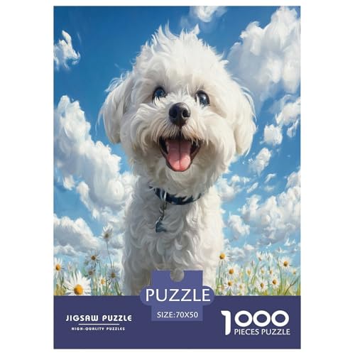 Farbenfrohes Puzzle Bichon Frisé-Hund Geschicklichkeitsspiel Home Dekoration Puzzle Tieres Buntes Legespiel 1000-teilige Puzzles Herausforderndes Puzzle Für Erwachsene Kinder 70x50cm/1000pcs von XKASKDFKE