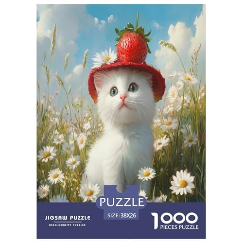 Farbenfrohes Puzzle Blume mit Katze Geschicklichkeitsspiel Home Dekoration Puzzle Pet Tieres Buntes Legespiel 1000-teilige Puzzles Herausforderndes Puzzle Für Erwachsene Kinder 38x26cm/1000pcs von XKASKDFKE