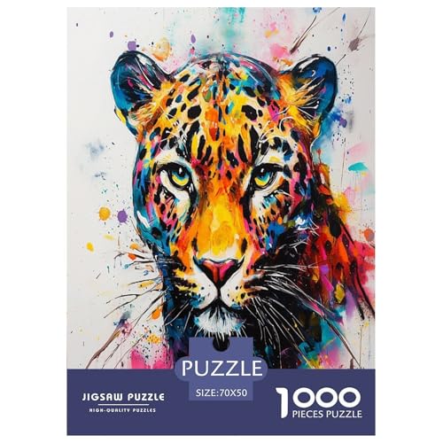 Farbenfrohes Puzzle Cooler Leopard Geschicklichkeitsspiel Home Dekoration Puzzle Tieres Buntes Legespiel 1000 Teile Erwachsenen Puzzle Für Erwachsene Kinder 70x50cm/1000pcs von XKASKDFKE