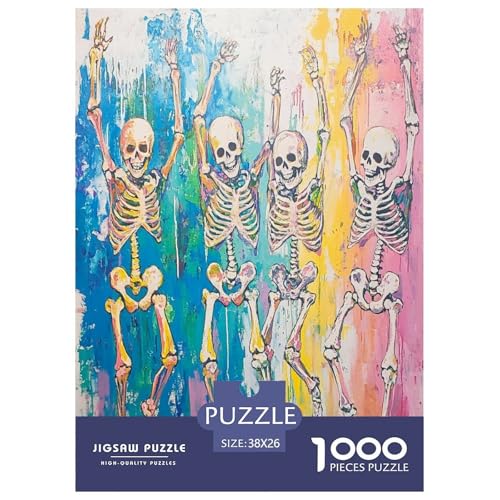 Farbenfrohes Puzzle Creative Skelette Geschicklichkeitsspiel Home Dekoration Puzzle Skelette Buntes Legespiel 1000-teilige Puzzles Herausforderndes Puzzle Für Erwachsene Kinder 38x26cm/1000pcs von XKASKDFKE
