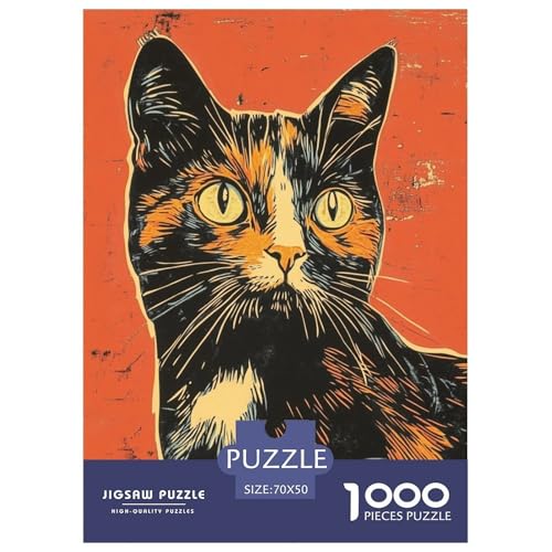 Farbenfrohes Puzzle Kreative Katze Geschicklichkeitsspiel Home Dekoration Puzzle Pet Tieres Buntes Legespiel 1000-teilige Puzzles Herausforderndes Puzzle Für Erwachsene Kinder 70x50cm/1000pcs von XKASKDFKE
