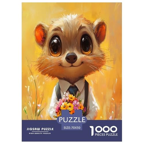 Farbenfrohes Puzzle Maus mit Blumen Geschicklichkeitsspiel Home Dekoration Puzzle Tiere Buntes Legespiel 1000-teilige Puzzles Herausforderndes Puzzle Für Erwachsene Kinder 70x50cm/1000pcs von XKASKDFKE