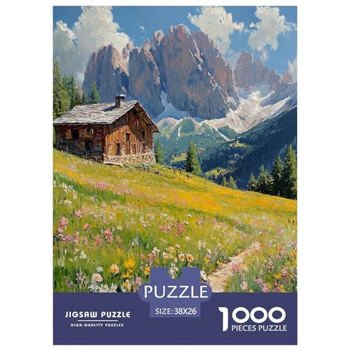 Farbenfrohes Puzzle Verschneite Berglandschaft Geschicklichkeitsspiel Home Dekoration Puzzle Schöne Landschaften Buntes Legespiel 1000 Teile Erwachsenen Puzzle Für Erwachsene Kinder 38x26cm/1000pcs von XKASKDFKE