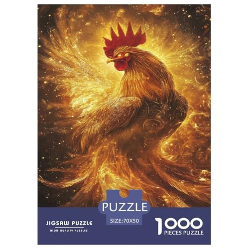 Flammender Hahn 1000 Teile Tieres Erwachsene Puzzles Family Challenging Games Wohnkultur Lernspiel Geburtstag Entspannung Und Intelligenz 70x50cm/1000pcs von XKASKDFKE