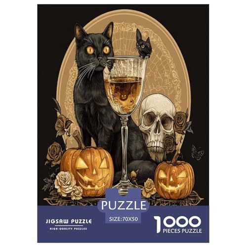 Halloween-Katze Erwachsene Puzzle 1000 Teile Tieres Wohnkultur Family Challenging Games Educational Game Geburtstag Stress Relief Toy 70x50cm/1000pcs Halloween-Katze Erwachsene Puzzle 1000 Teile Tieres Wohnkultur Family Challenging Games Educational Game Geburtstag Stress Relief Toy 70x50cm/1000pcs von XKASKDFKE