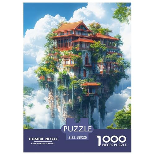 Insel im Himmel Erwachsene Puzzles 1000 Teile Fantasiewelt Geschicklichkeitsspiel Für Die Ganze Familie Lernspiel Wohnkultur Geburtstag Stress Relief 38x26cm/1000pcs von XKASKDFKE