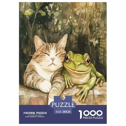 Katze und Frosch 1000 Teile Tieres Erwachsene Puzzles Family Challenging Games Wohnkultur Lernspiel Geburtstag Entspannung Und Intelligenz 38x26cm/1000pcs Katze und Frosch 1000 Teile Tieres Erwachsene Puzzles Family Challenging Games Wohnkultur Lernspiel Geburtstag Entspannung Und Intelligenz 38x26cm/1000pcs von XKASKDFKE
