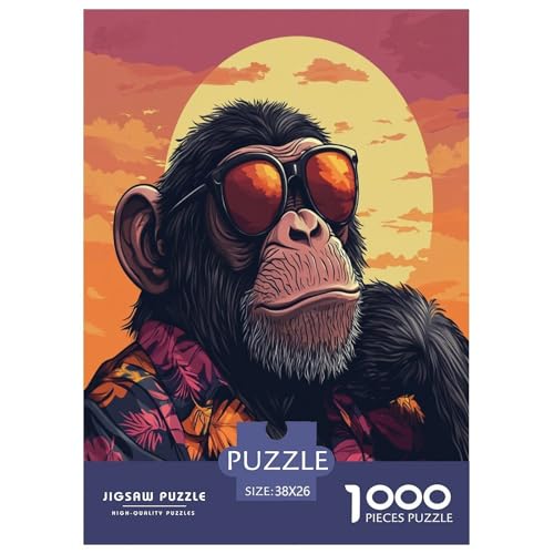 Kreativer AFFE 1000 Teile Tieres Puzzle Für Erwachsene Geburtstag Lernspiel Family Challenging Games Wohnkultur Stress Relief 38x26cm/1000pcs von XKASKDFKE
