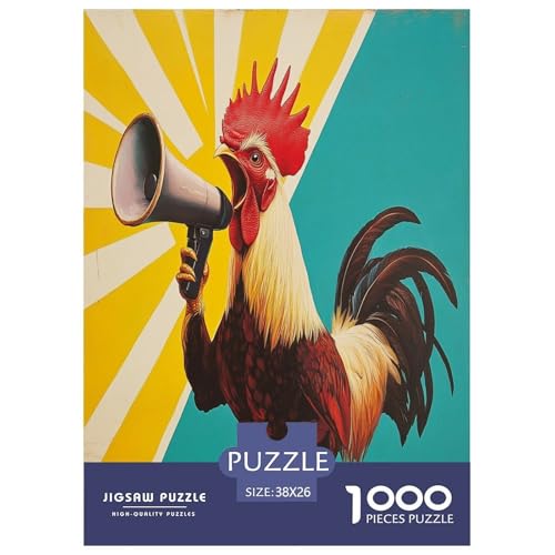 Kreativer Hahn Erwachsene Puzzles 1000 Teile Tiere Geschicklichkeitsspiel Für Die Ganze Familie Lernspiel Wohnkultur Geburtstag Stress Relief 38x26cm/1000pcs von XKASKDFKE