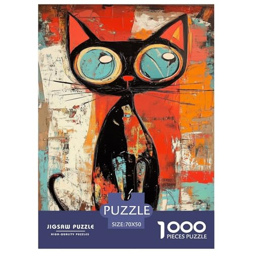Künstlerische Katze 1000 Teile Tiere Puzzle Für Erwachsene Home Decor Lernspiel Geburtstag Family Challenging Games Stress Relief 70x50cm/1000pcs von XKASKDFKE