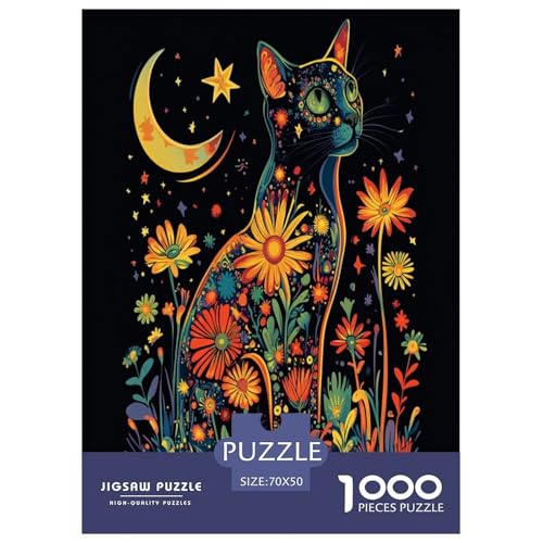Künstlerische Katze 1000 Teile Tiere Puzzle Für Erwachsene Home Decor Lernspiel Geburtstag Family Challenging Games Stress Relief 70x50cm/1000pcs von XKASKDFKE