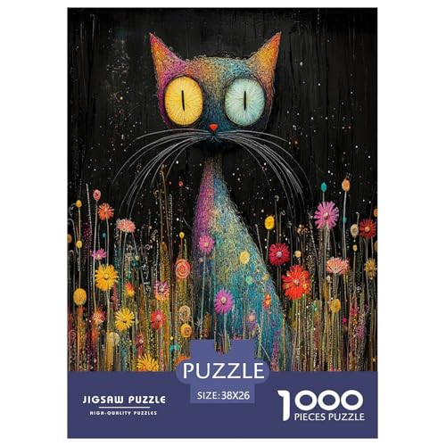 Künstlerische Katze Erwachsene Puzzles 1000 Teile Tiere Geschicklichkeitsspiel Für Die Ganze Familie Lernspiel Wohnkultur Geburtstag Stress Relief 38x26cm/1000pcs von XKASKDFKE
