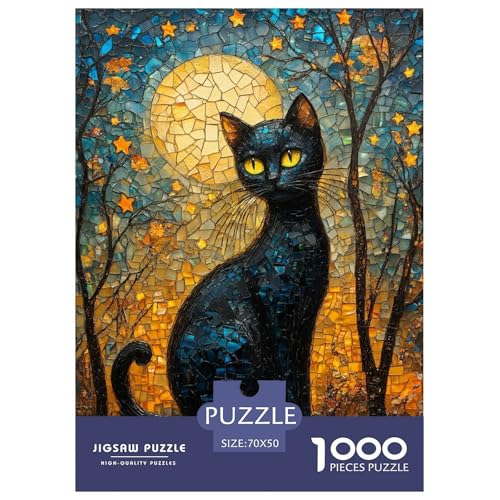 Künstlerische Katze Puzzle 1000 Teile Tiere Erwachsene Geschicklichkeitsspiel Für Die Ganze Familie Wohnkultur Lernspiel Geburtstag Stress Relief 70x50cm/1000pcs von XKASKDFKE