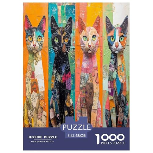 Künstlerische Katze Puzzles 1000 Teile Tiere Für Erwachsene Family Challenging Games Geburtstag Home Decor Educational Game Stress Relief 38x26cm/1000pcs von XKASKDFKE