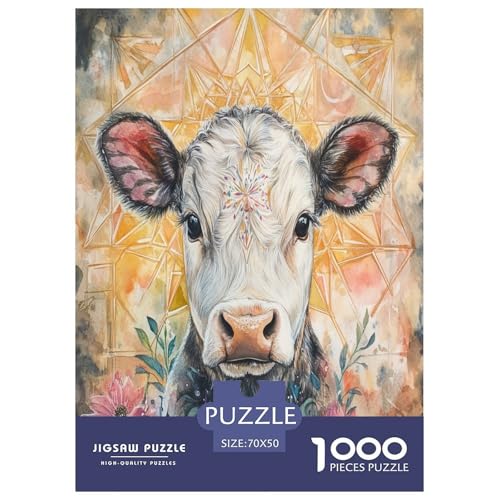 Künstlerische Kuh Puzzle 1000 Teile Tiere Erwachsene Geschicklichkeitsspiel Für Die Ganze Familie Wohnkultur Lernspiel Geburtstag Stress Relief 70x50cm/1000pcs von XKASKDFKE