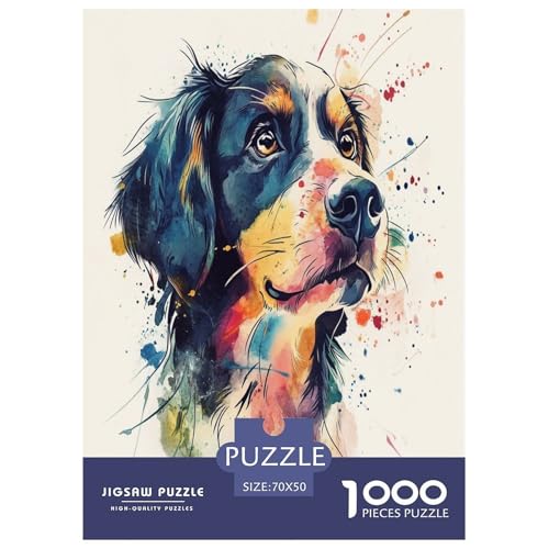 Künstlerischer Hund 1000 Teile Tiere Erwachsene Puzzles Family Challenging Games Wohnkultur Lernspiel Geburtstag Entspannung Und Intelligenz 70x50cm/1000pcs von XKASKDFKE