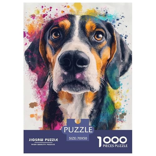 Künstlerischer Hund Erwachsene Puzzle 1000 Teile Tiere Lernspiel Geburtstag Family Challenging Games Wohnkultur Entspannung Und Intelligenz 70x50cm/1000pcs von XKASKDFKE